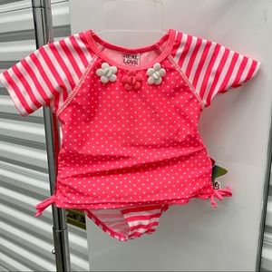 NWT Real Love Pink and white 2 Piece Swimsuit 18M